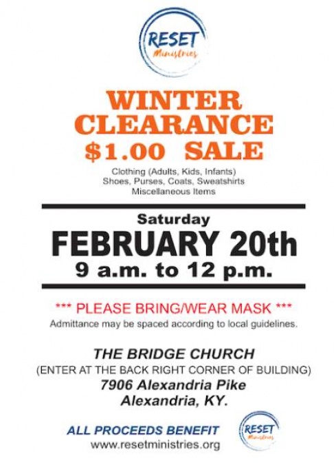 Reset Ministries $1 WINTER CLEARANCE SALE